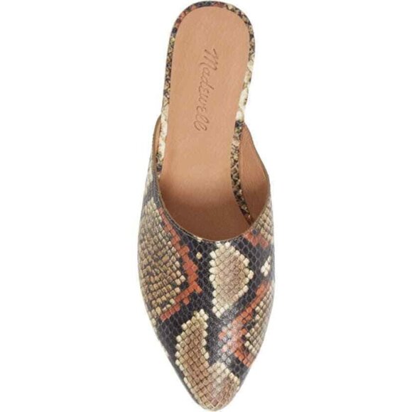 NIB Women's Madewell Remi Mule Leather Sandals Snake Print Size 8.5 - Picture 1 of 8